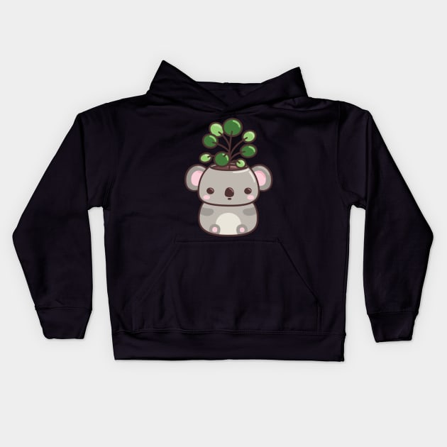 Koala Planter with Pancake Plant Kids Hoodie by mohu